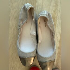 Cole Haan Women's Silver Cap Toe Flats